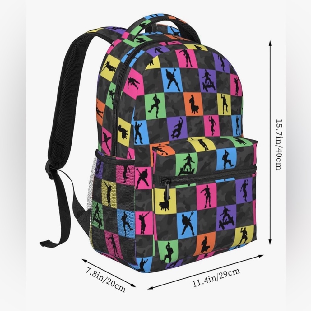 Colorful Fortnite Gamer Backpack and insulated lunchbox